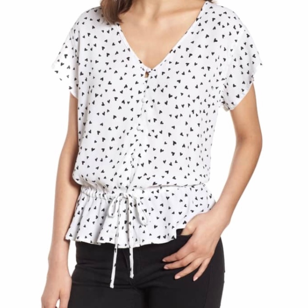 Rails Bretton Mini Heart Button Down Blouse S - image 1